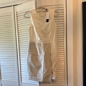 Sleeveless Cream Sheath Dress with Side Zip